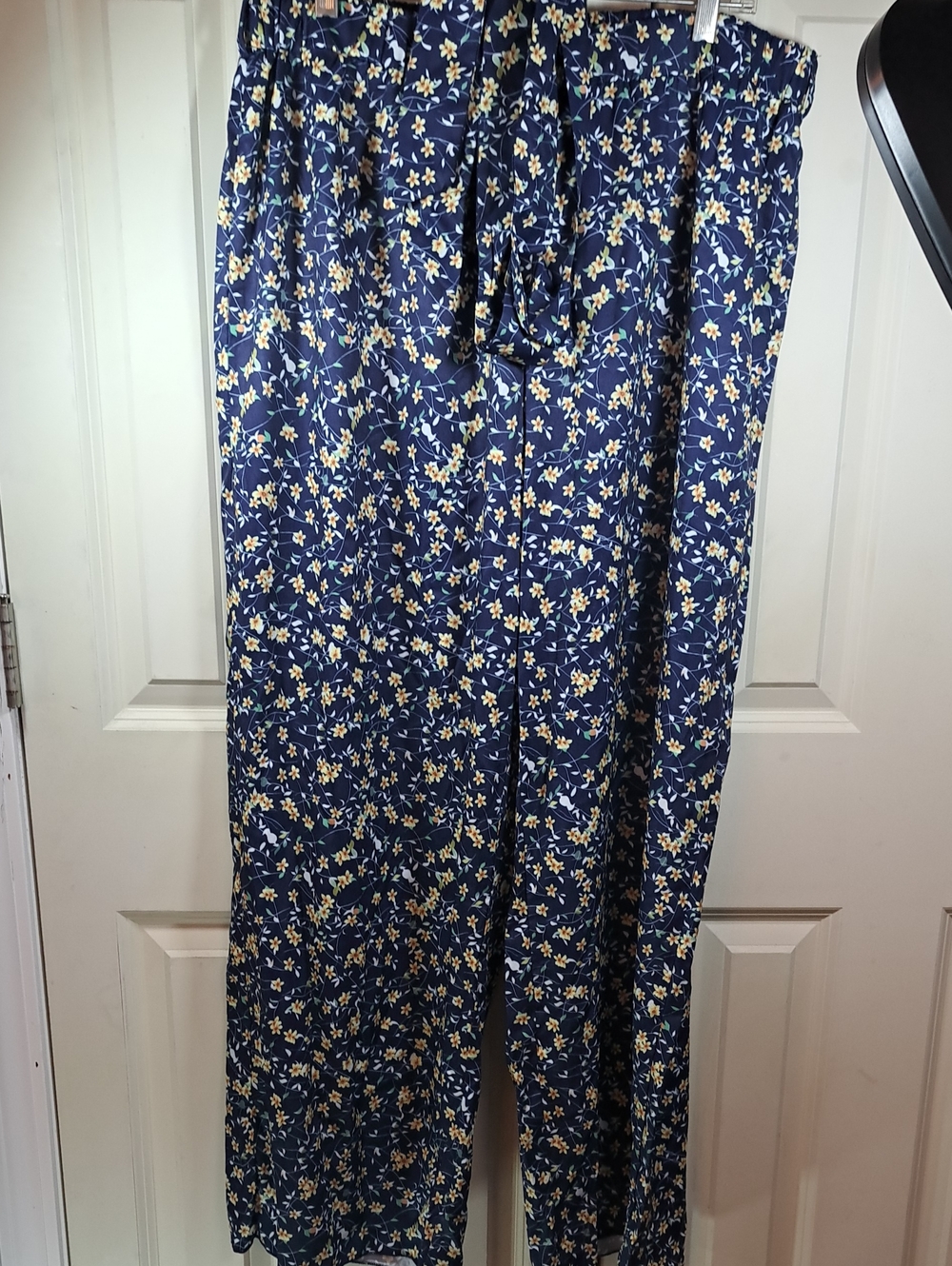 SHEIN Navy Floral Wide Leg Drawstring Pants